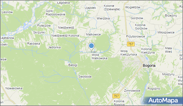 mapa Wola Malkowska, Wola Malkowska na mapie Targeo